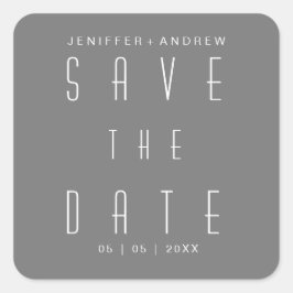 Adesivo Quadrado Cinza De Script Minimalista Moderno Salva A Data