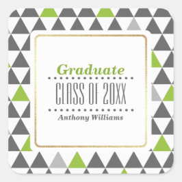 Adesivo Quadrado Cinza | Graduação Personalizada Geométrica Verde