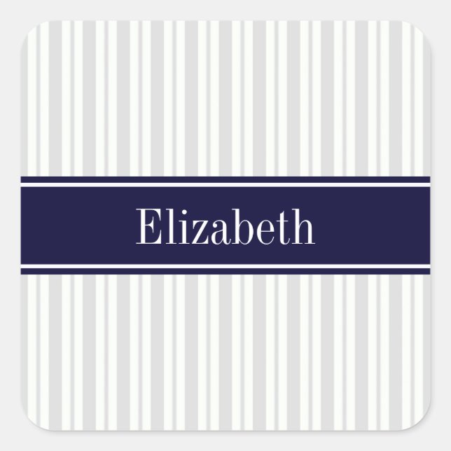 Adesivo Quadrado Cinza Lt Marinho De Faixa Irregular Monograma De   (Frente)