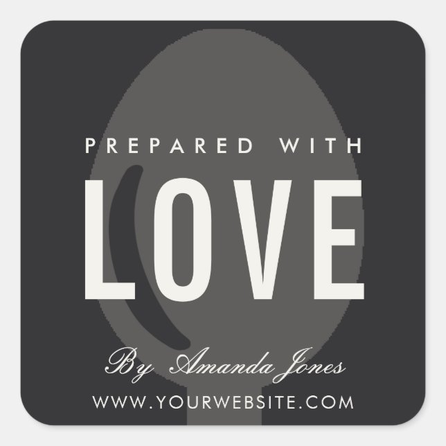 ADESIVO QUADRADO CINZA NEGRA CHEF PREPARADO COM AMOR (Frente)