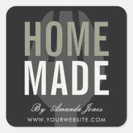 ADESIVO QUADRADO CINZA NEGRA MÍNIMA FORK COZINHAR CHEF HOMEMADE