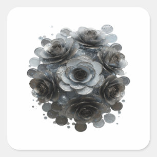 Adesivo Quadrado Cinza Nítido Estilo de Vinil Abstrato