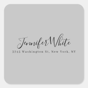 Adesivo Quadrado Cinza Retrorna Elegante De Caligrafia