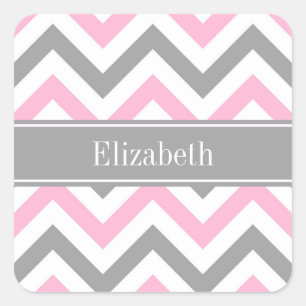 Adesivo Quadrado Cinza Rosa-Cola Branca LG Chevron Cinza Monograma
