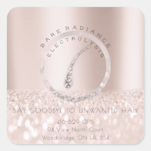 Adesivo Quadrado Cinza Rosa de remoção do cabelo de eletrólise2