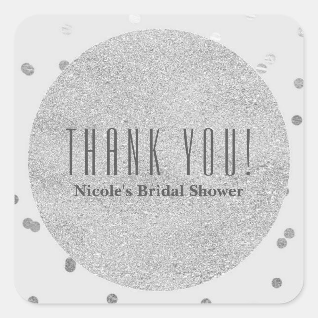 Adesivo Quadrado Cinzas claras e prateadas brilhantes pontos de con (Frente)