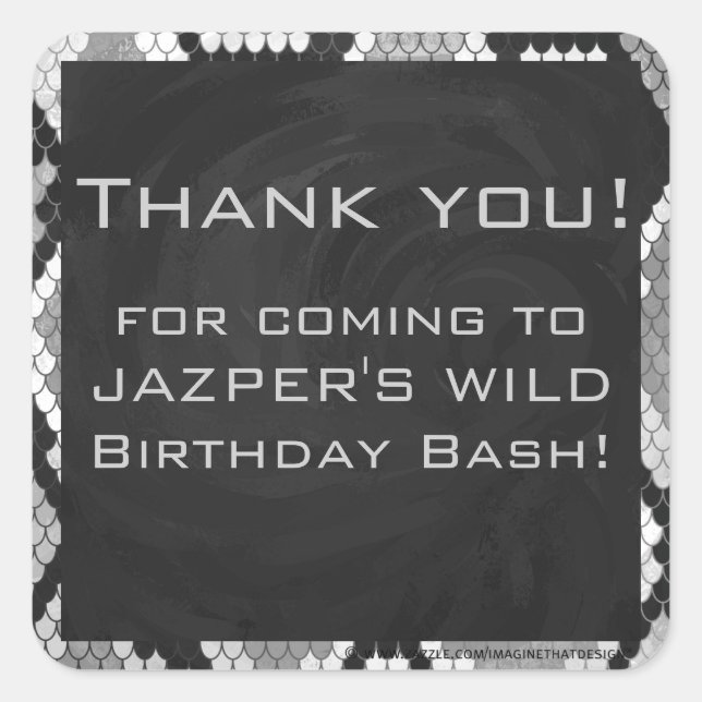 Adesivo Quadrado Cinzas de nádegas, brancas e monogramas pretos (Frente)