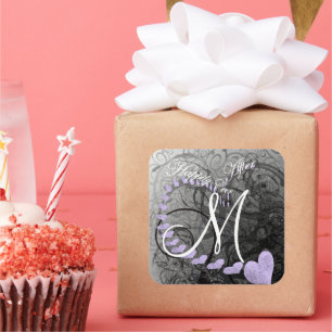 Adesivo Quadrado Cinzas E Lavandas Felizes Para Todos Após Casament