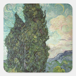 Adesivo Quadrado Ciprestes de Vincent van Gogh , 1889