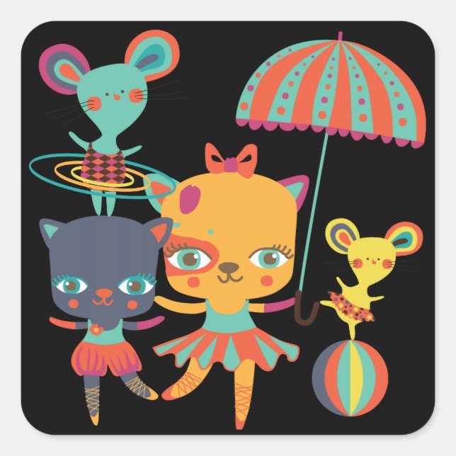 Adesivo Quadrado Circo Cuties (Frente)