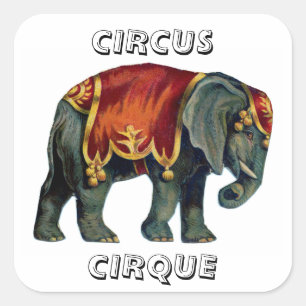 Adesivo Quadrado Circo de vintage realizando circo de elefante, pos