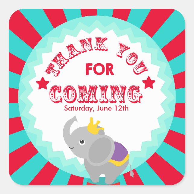 Adesivo Quadrado Circo Obrigado por favor. (Frente)