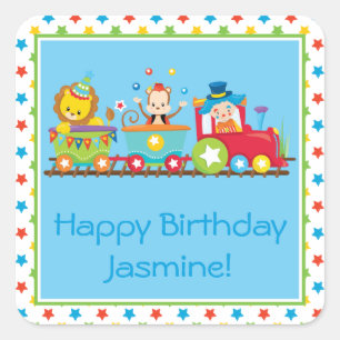 Adesivo Quadrado Circo  Palhaço  Leão  Macaco  Personalizado