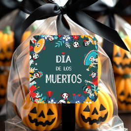 Adesivo Quadrado Círculo Colorido Verde do los Muertos da Vida