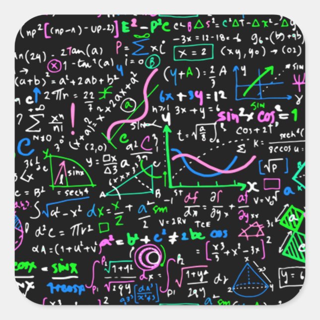 Adesivo Quadrado Círculo de educação matemática linear em matemátic (Frente)