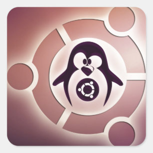 Adesivo Quadrado Círculo de Ubuntu Linux do logotipo dos amigos co