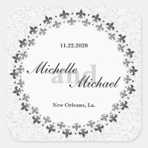 Adesivo Quadrado Círculo Duplo de Fleur de Lis