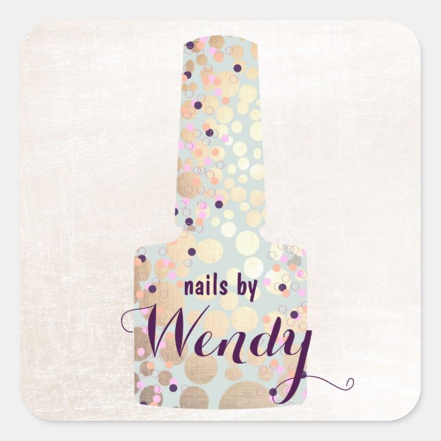 Adesivo Quadrado Circulos Dourados Manicurista de unhas salões de f (Frente)
