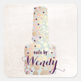 Adesivo Quadrado Circulos Dourados Manicurista de unhas salões de f