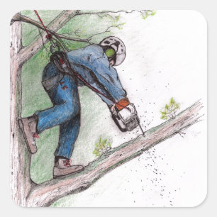 Adesivo Quadrado Cirurgião Árvore Arborista