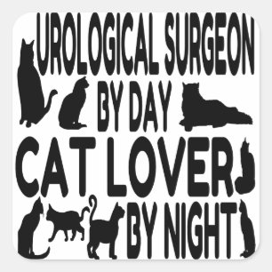 Adesivo Quadrado Cirurgião Urological do amante do gato