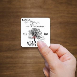 Adesivo Quadrado Citação de Vida da Árvore de Manutenção da Reunião