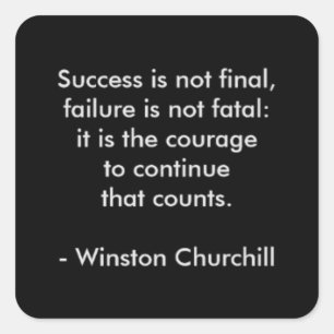 Adesivo Quadrado Citação de Winston Churchill; Sucesso