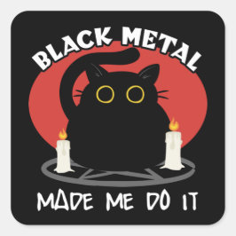 Adesivo Quadrado Citação do Black Metal Funny | Gato preto satânico