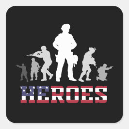 Adesivo Quadrado Citação do Exército Militar de Combate a Heróis Ve