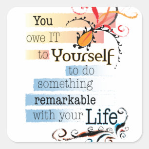 Adesivo Quadrado Citação ilustrada Inspiracional LIFE notável