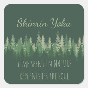 Adesivo Quadrado Citação Inspirativa da Floresta Shinrin-yoku
