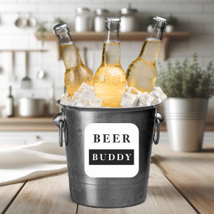 Adesivo Quadrado Citação Moderna de Beer Buddy Black Engraçado