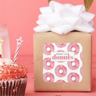 Adesivo Quadrado Citação Moderna Pink Watercolor Sweet Like Rosquin