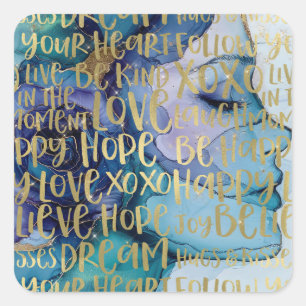 Adesivo Quadrado Citações Douradas Inspiradoras de rosto feminino a