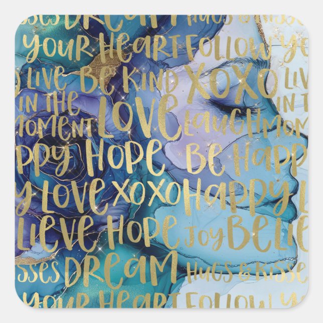 Adesivo Quadrado Citações Douradas Inspiradoras de rosto feminino a (Frente)