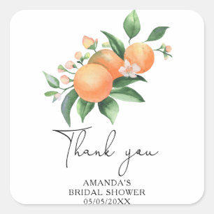 Adesivo Quadrado Citrus - Agradecimento de Casamento