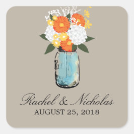 Adesivo Quadrado Citrus Bloom Mason Jar | Casamento