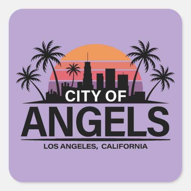 Adesivo Quadrado City of Angels, Los Angeles, California (Frente)