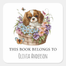 Adesivo Quadrado CKCS Cuppy em flores Este livro pertence