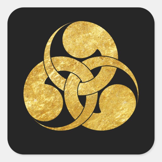 Adesivo Quadrado clã de samurai japonês Tadpole Mon (Frente)