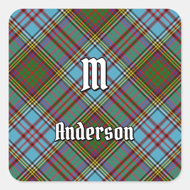 Adesivo Quadrado Clan Anderson Tartan Square Sticker (Frente)