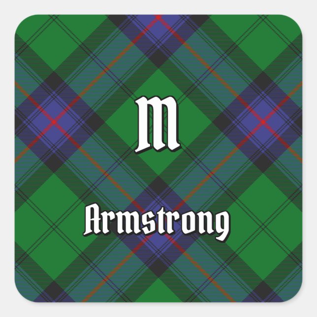 Adesivo Quadrado Clan Armstrong Tartan Square Sticker (Frente)