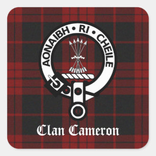 Adesivo Quadrado Clan Cameron Crest & Tartan