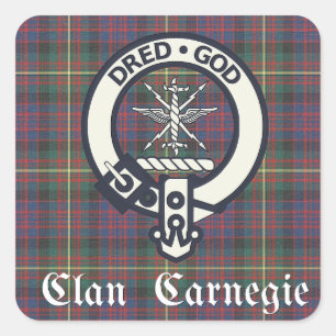Adesivo Quadrado Clan Carnegie Crest Tartan
