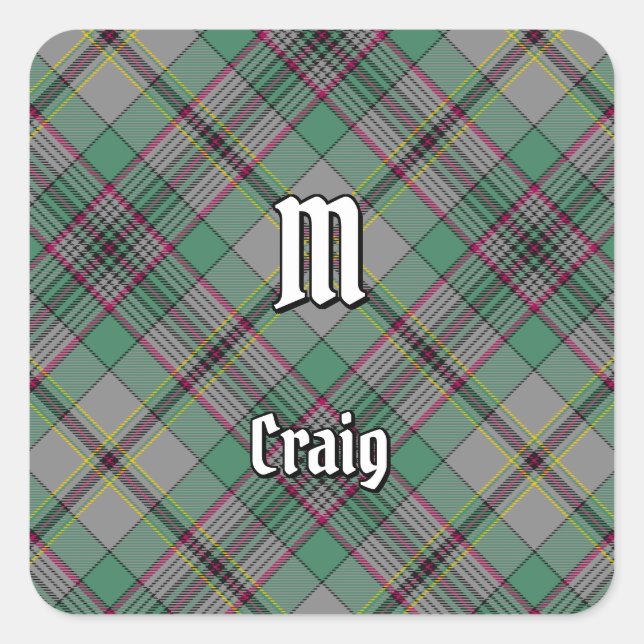 Adesivo Quadrado Clan Craig Tartan Square Sticker (Frente)