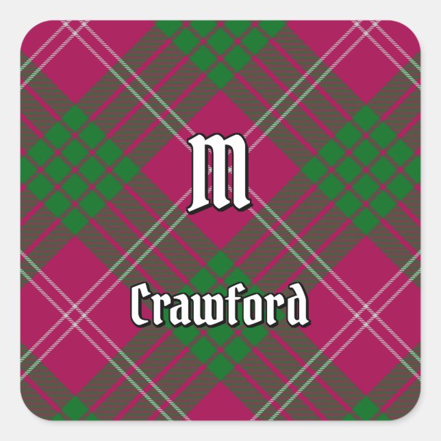 Adesivo Quadrado Clan Crawford Tartan Square Sticker (Frente)