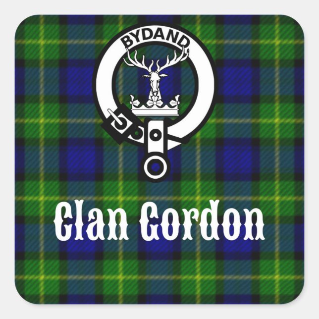Adesivo Quadrado Clan Gordon Tartan Crest (Frente)