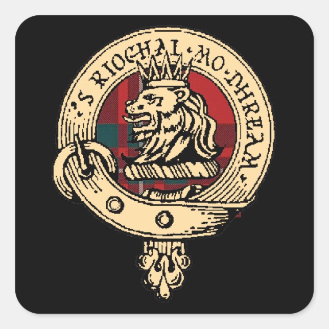Adesivo Quadrado Clan Gregor Crachá Tartan Sticker (Frente)