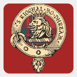 Adesivo Quadrado Clan Gregor Crachá Tartan Sticker Vermelho