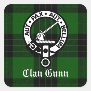 Adesivo Quadrado Clan Gunn Crest Crachá e Tartan